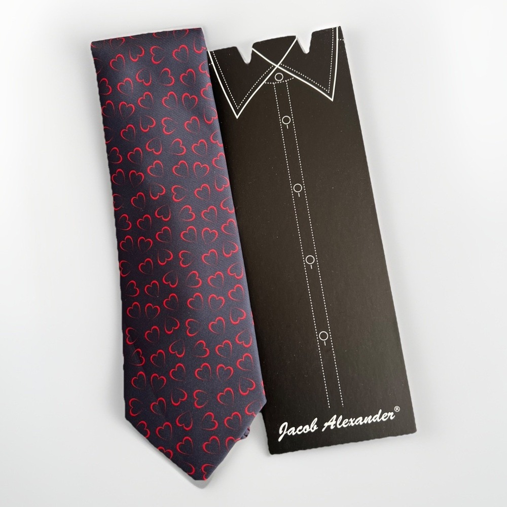 Jacob‎ Alexander Heart Outline Microfiber Tie Men's Blue Red Formal Career New